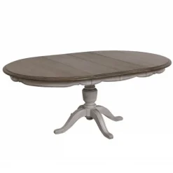 INTERIOR'S - Table ronde extensible pied central bois gris - château interior's