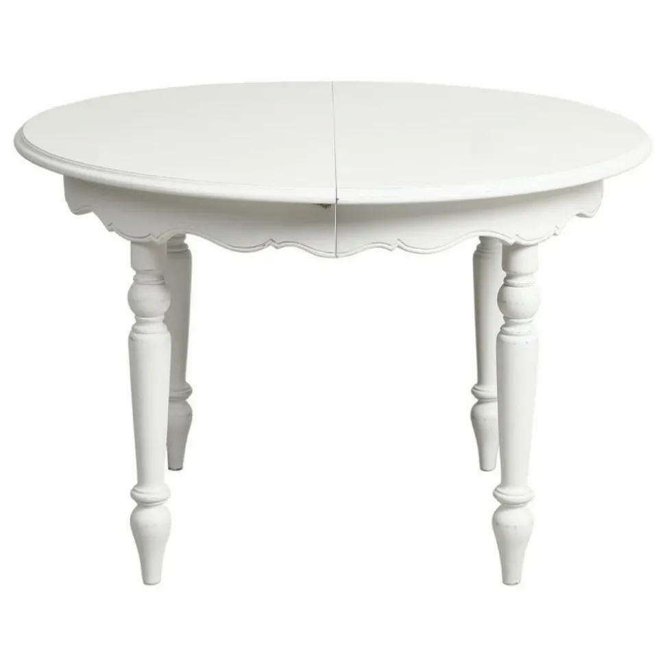 INTERIOR'S - Table ronde extensible 4 pieds mdf blanc - harmonie interior's
