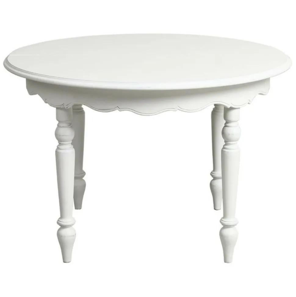 INTERIOR'S - Table ronde extensible 4 pieds mdf blanc - harmonie interior's