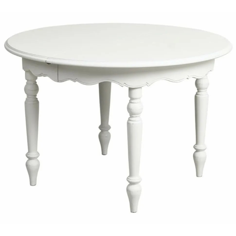 INTERIOR'S - Table ronde extensible 4 pieds mdf blanc - harmonie interior's