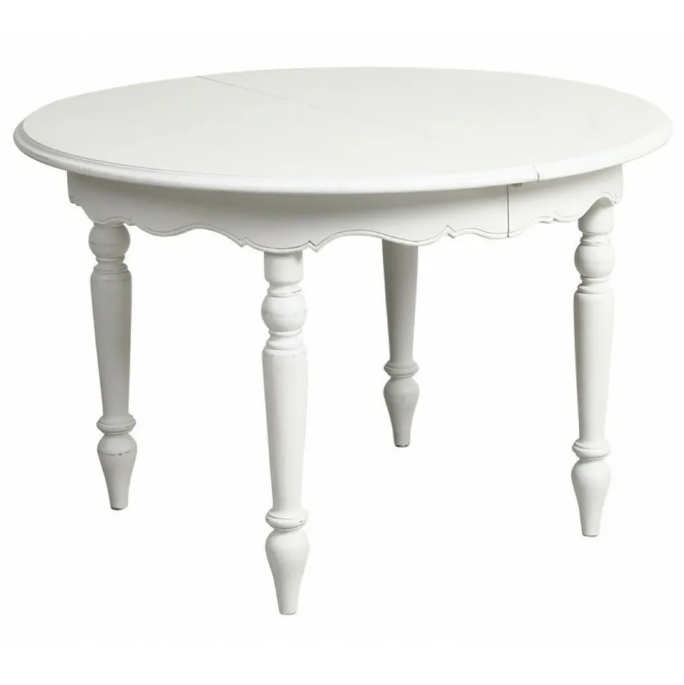 INTERIOR'S - Table ronde extensible 4 pieds mdf blanc - harmonie interior's