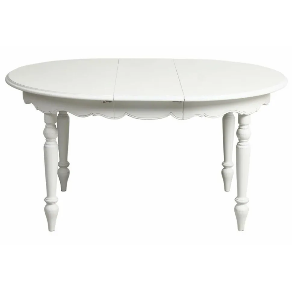 INTERIOR'S - Table ronde extensible 4 pieds mdf blanc - harmonie interior's