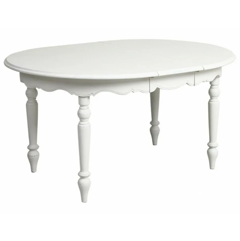 INTERIOR'S - Table ronde extensible 4 pieds mdf blanc - harmonie interior's