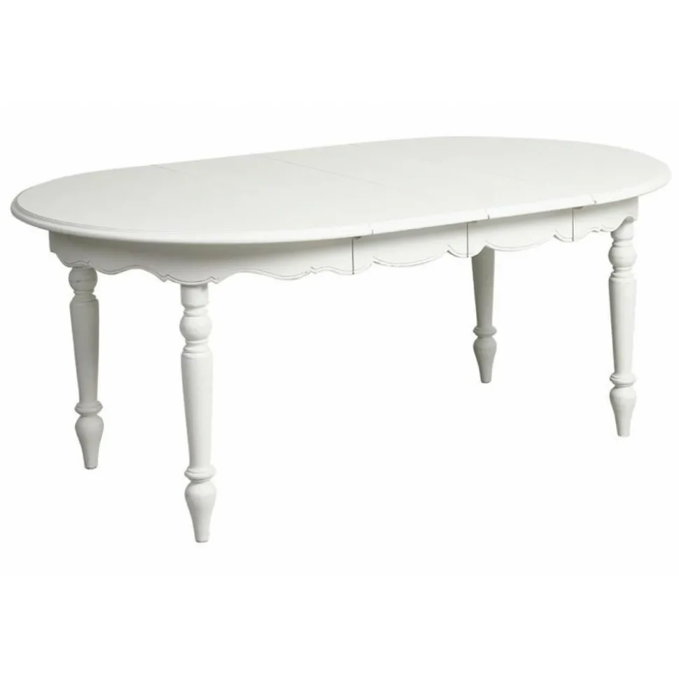 INTERIOR'S - Table ronde extensible 4 pieds mdf blanc - harmonie interior's