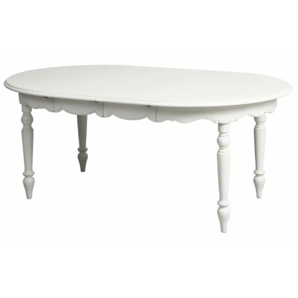 INTERIOR'S - Table ronde extensible 4 pieds mdf blanc - harmonie interior's