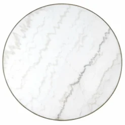 INTERIOR'S - Table ronde plateau marbre bois blanc - minéral interior's