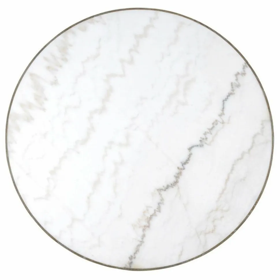 INTERIOR'S - Table ronde plateau marbre bois blanc - minéral interior's