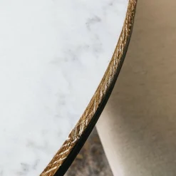 INTERIOR'S - Table ronde plateau marbre bois blanc - minéral interior's