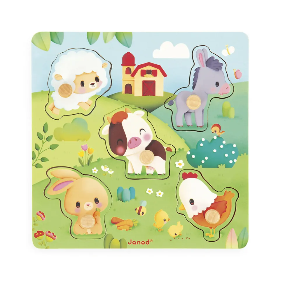 JANOD - Puzzle tactile ferme 5 pcs