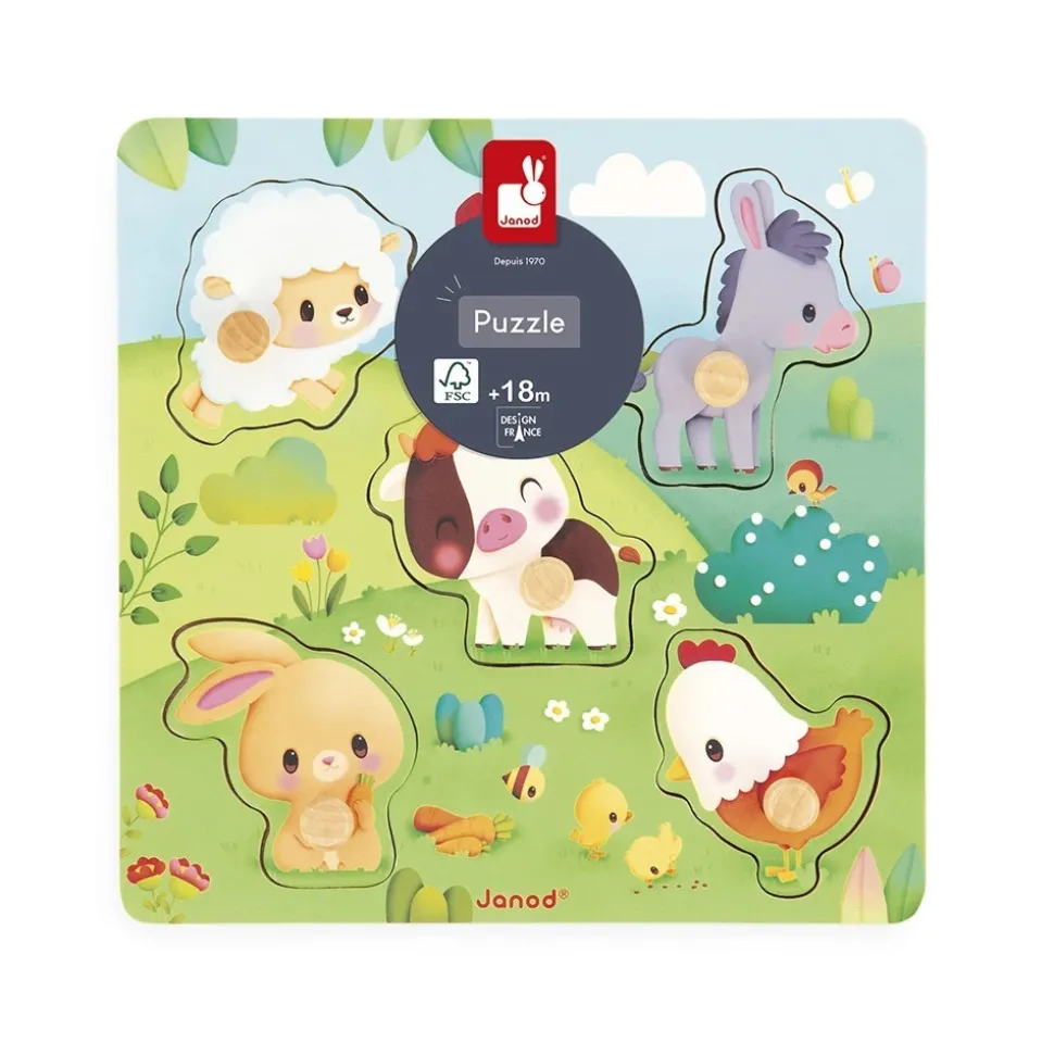 JANOD - Puzzle tactile ferme 5 pcs