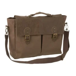 J-LINE - Cartable style ancien en coton marron 38x12x31 cm