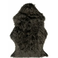 J-LINE - Tapis fourrure immitation gris foncé 103x63cm