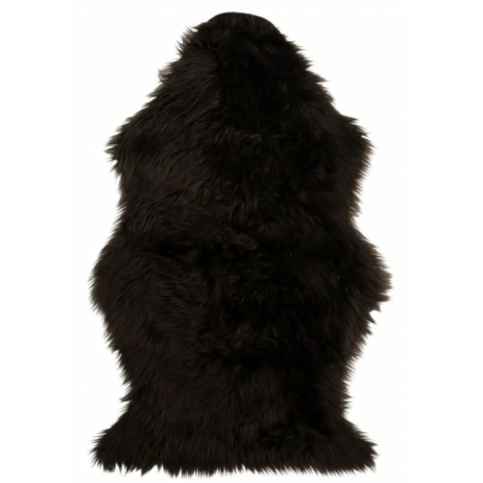 J-LINE - Tapis imitation en fourrure marron 95x60x2 cm