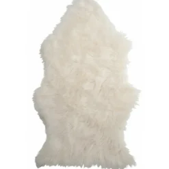 J-LINE - Tapis imitation en fourrure blanc 98x64cm