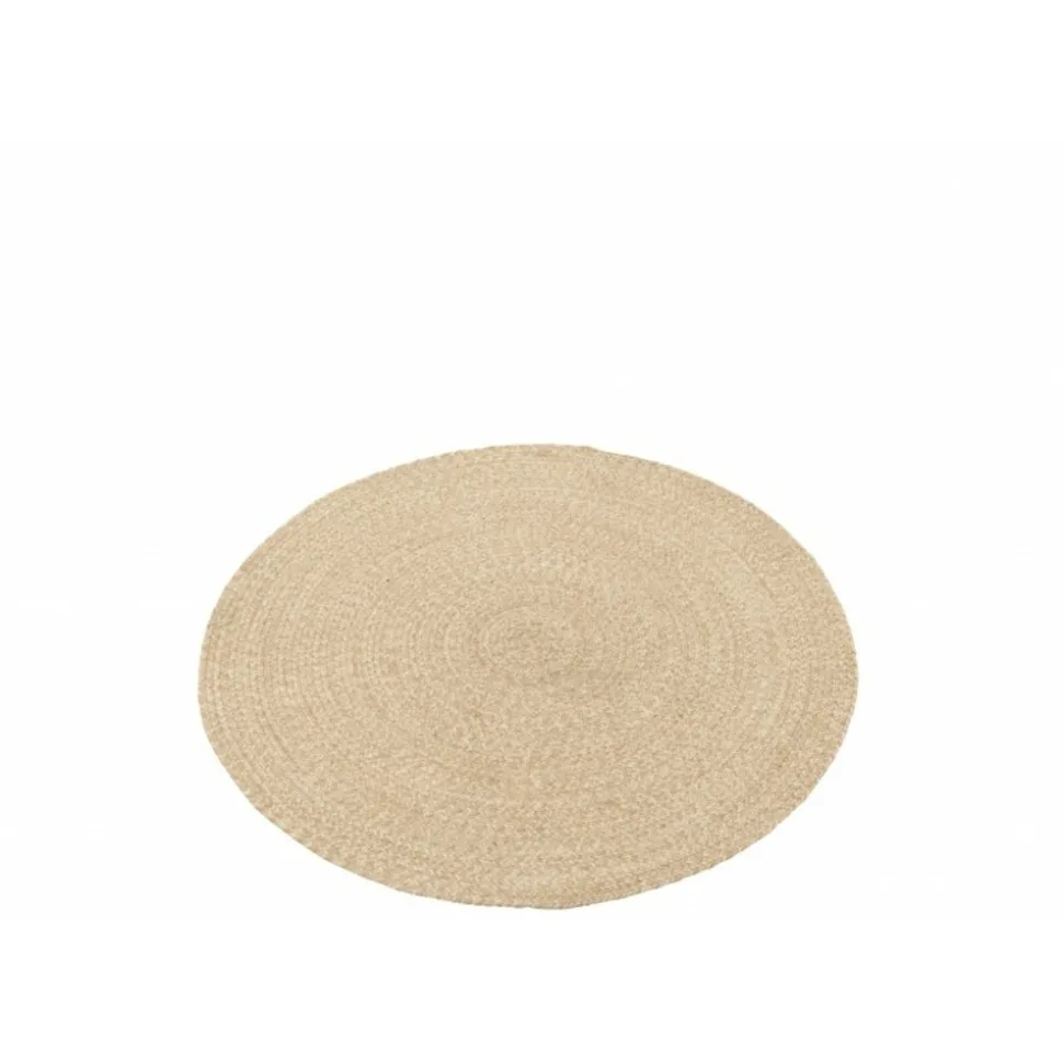 J-LINE - Tapis rond en textile naturel 1118x118x1 cm