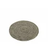 J-LINE - Tapis rond trricot en textile noir 119x119x1 cm