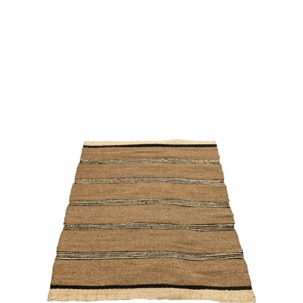 J-LINE - Tapis tressé en feuille de palme marron 215x151x1 cm