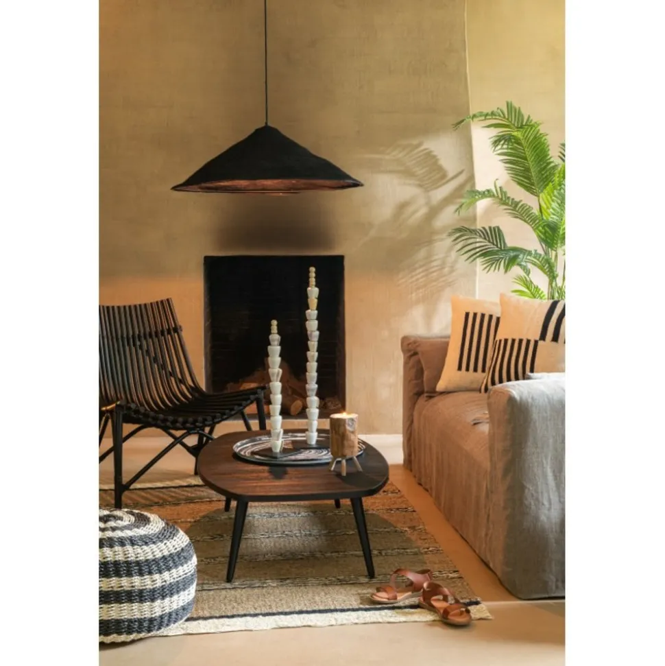 J-LINE - Tapis tressé en feuille de palme marron 215x151x1 cm