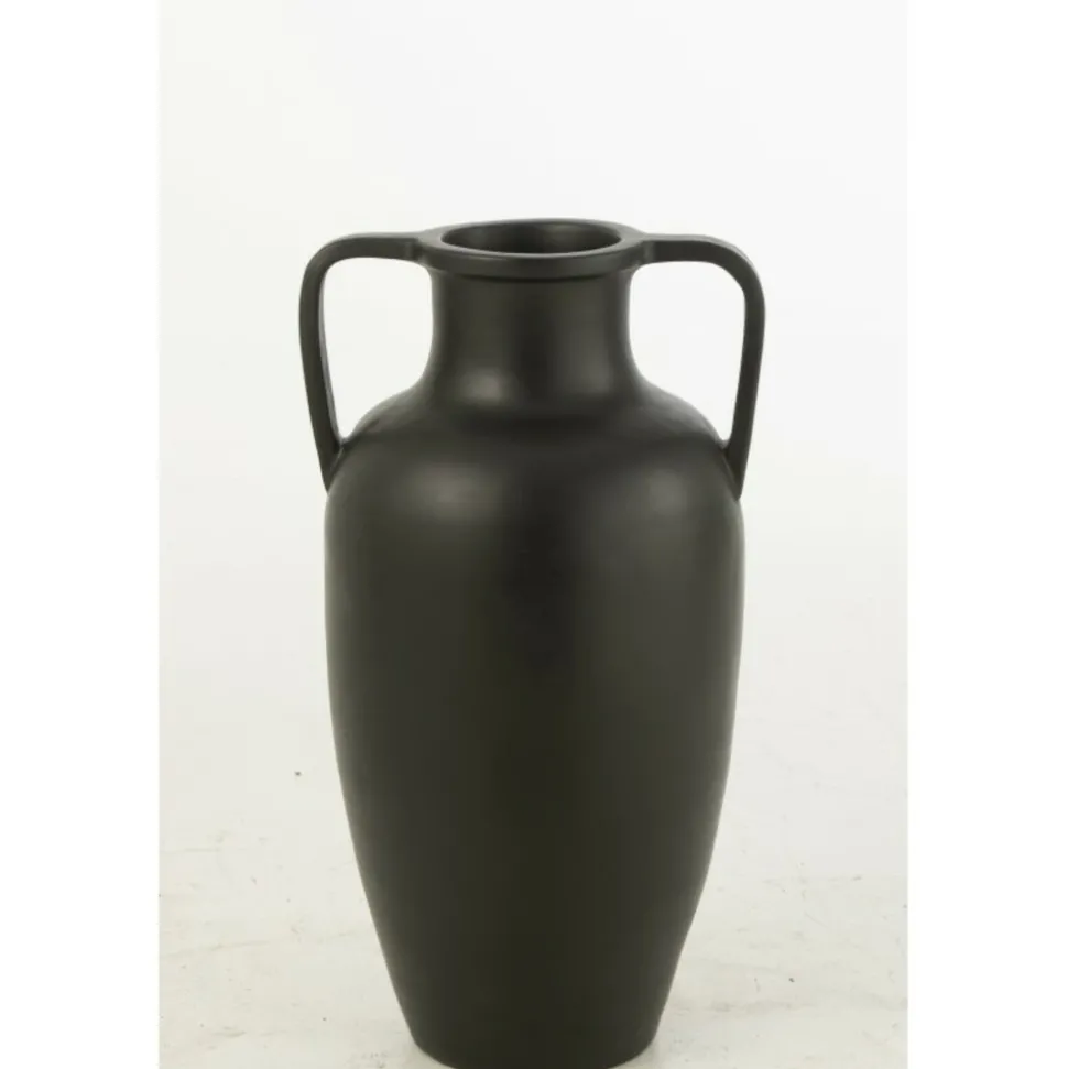 J-LINE - Vase 2 anses en poterie noir 47x47x66 cm