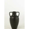 J-LINE - Vase 2 anses en poterie noir 30x30x48 cm