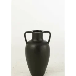 J-LINE - Vase 2 anses en poterie noir 30x30x48 cm
