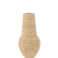 J-LINE - Vase afro en bois naturel 31.5x31.5x63 cm