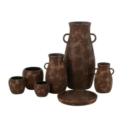 J-LINE - Vase amphore en céramique marron 36x36x70 cm