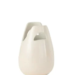 J-LINE - Vase anse en céramique blanche 20x20x30 cm