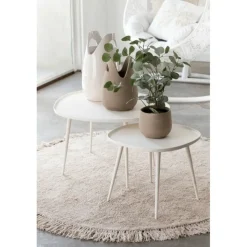 J-LINE - Vase anse en céramique beige 20x20x30 cm