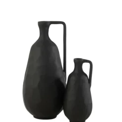 J-LINE - Vase en aluminium noir 16.5x16x35 cm