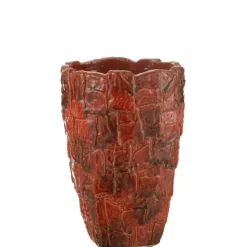 J-LINE - Vase en céramique rouge 25x25x36.5 cm
