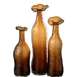 J-LINE - Vase en verre marron 10x10x40 cm