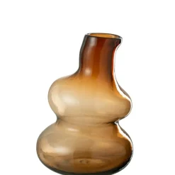 J-LINE - Vase en verre marron 22.5x22.5x33 cm