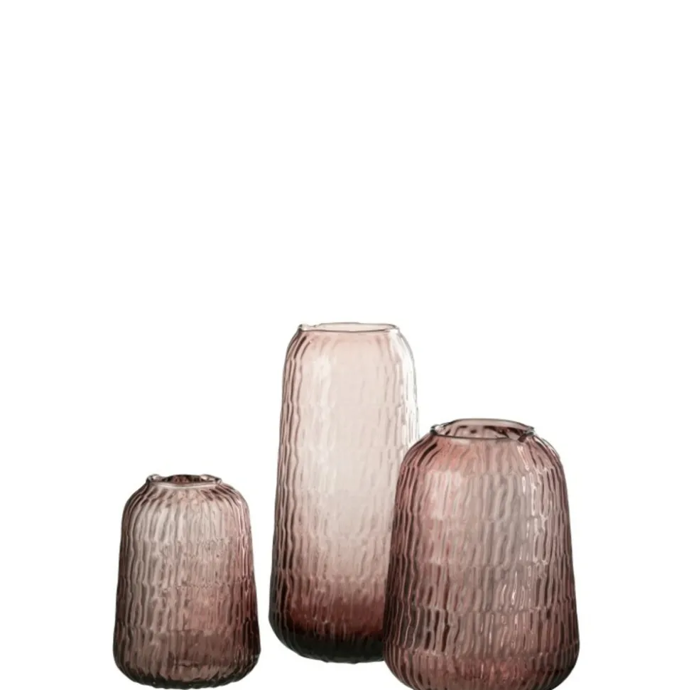 J-LINE - Vase en verre rose 15x15x30 cm
