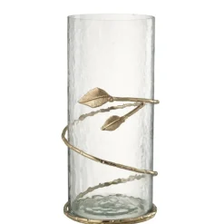 J-LINE - Vase en verre transparent 15x15x40 cm