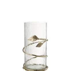 J-LINE - Vase en verre transparent 12.5x12.5x25 cm