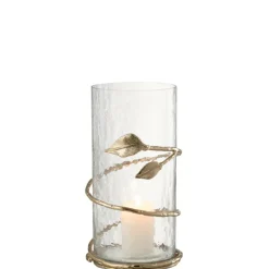 J-LINE - Vase en verre transparent 12.5x12.5x25 cm