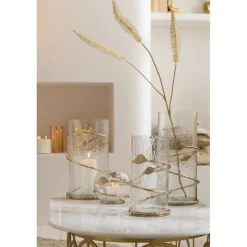 J-LINE - Vase en verre transparent 12.5x12.5x25 cm