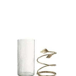 J-LINE - Vase en verre transparent 12.5x12.5x25 cm