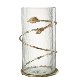 J-LINE - Vase en verre transparent 17.5x17.5x34 cm