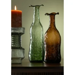 J-LINE - Vase en verre vert 9.5x9.5x33 cm