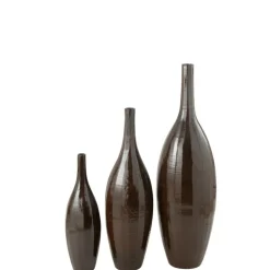 J-LINE - Vase haut en céramique marron 33x33x120 cm