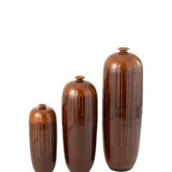 J-LINE - Vase haut en céramique marron 28x28x95 cm
