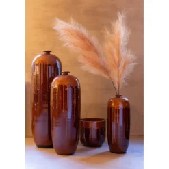 J-LINE - Vase haut en céramique marron 28x28x95 cm