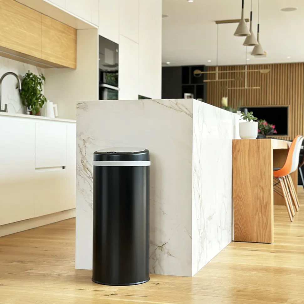 KITCHEN MOVE - Poubelle de cuisine automatique soho noir acier inoxydable 42 l