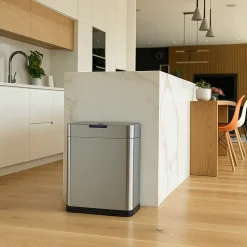 KITCHEN MOVE - Poubelle de cuisine automatique daytona argent acier inoxydable 60l