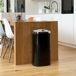 KITCHEN MOVE - Poubelle de cuisine automatique largo noir acier inoxydable 42 l