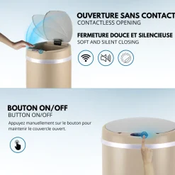 KITCHEN MOVE - Poubelle de cuisine automatique soho taupe acier inoxydable 42 l