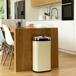 KITCHEN MOVE - Poubelle de cuisine automatique largo beige acier inoxydable 42 l