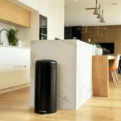 KITCHEN MOVE - Poubelle de cuisine à pédale urban noir acier inoxydable 30 l